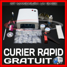 KIT SET UNGHII FALSE GEL UV MANICHIURA - PROMOTIONAL 99,99 LEI + CADOU 3 ORNAMENTE - INCLUDE LAMPA 36W, GELURI, TIPSURI - PRET MINIM, CALITATE MAX foto