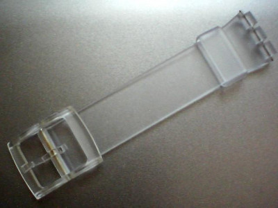 curea swatch de 17mm latime,alb-transparenta sau total transparenta,din silicon. foto