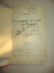 LEGI SI REGULAMENTE MILITARE, ADUNATE SI ADNOTATE DE A.HARVILET, 1925 foto