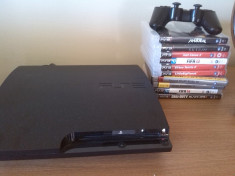 PlayStation 3 Slim 320 GB + controller wireless + 10 jocuri foto