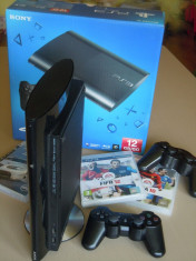 Consola PlayStation 3 Super Slim, Blu-Ray, 2 controllere, 3 jocuri, accesorii, garantie ps3 11 luni foto