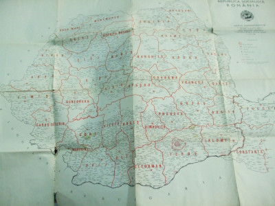 Harta administrativa Republica socialista Romania dupa legea din 16 02 1968 foto