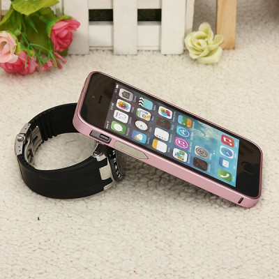 Bumper roz aluminiu Iphone 5 5G + folie protectie ecran foto
