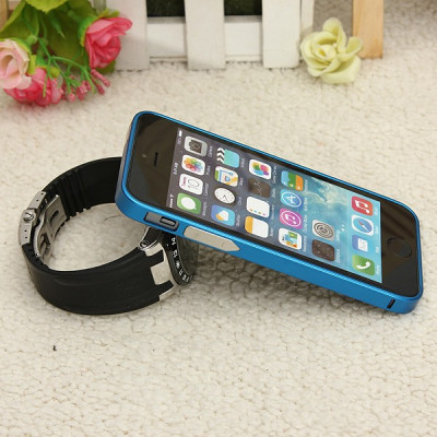 Bumper albastru aluminiu Iphone 5 5G + folie protectie ecran foto