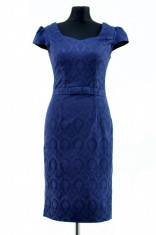 Rochie cambrata din jacard 41432 - bleumarin foto