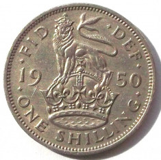 G5 ANGLIA MAREA BRITANIE 1 SHILLING 1950, 5.6 g, Cu-Ni, 23.5 mm English crest ** foto