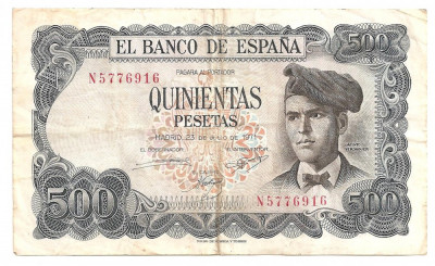 SPANIA 500 PESETAS 1971(1973) F foto