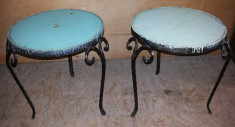 2 Masute din fier forjat; Masa de cafea; Masuta; Pot fi folosite si ca scaune/ taburete foto