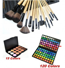 Trusa Farduri 120 culori + Set 15 Pensule Profesionale Make-up Bobbi Brown + Trusa Corectoare Fond de Ten foto