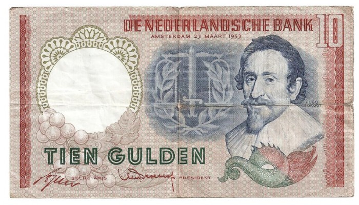 OLANDA 10 GULDENI 1953 Uzata