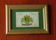 Rama din lemn cu sticla - Eticheta originala din perioada comunista - Bere Montana !!! foto