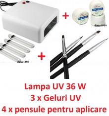 Lampa UV GEL geluri UV manichiura + 4 pensule foto