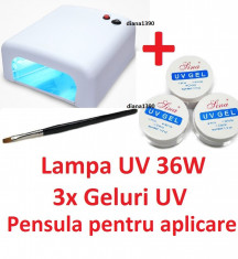 Lampa UV GEL geluri UV manichiura + pensula foto