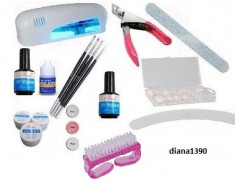 Kit manichiura lampa uv set unghii false gel foto