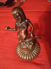 STATUETA SIRENA &amp;amp;amp;ndash; CUPRU &amp;amp;amp;ndash; VINTAGE 12 X DIAMETRU 8 foto