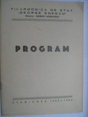 Program Filarmonica Romana de Stat - Concert simfonic, dirijor Remus Georgescu (6/7 iumie 1964) / si bilet