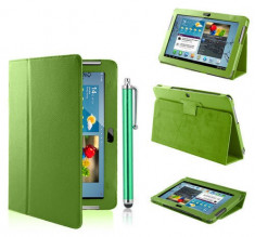 Husa tip stand Samsung Galaxy Tab 2 10.1&amp;#039; P5100/P5110/P5113 *GREEN* + Folie Protectie Ecran + Touch Pen Gratis foto