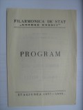 Program Filarmonica Romana de Stat - Concert vocal Elisabeta Neculce Cartis si Nicolae Gafton (20 decembrie 1957) / si bilet