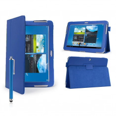 Husa tip stand Samsung Galaxy Tab 2 10.1&amp;#039; P5100/P5110/P5113 *BLUE* + Folie Protectie Ecran + Touch Pen Gratis foto