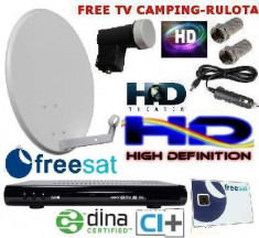 TV FREESAT 12 LUNI INCLUSE CAMPING-TIR-RULOTA-kit complet-alimentare 12 v foto