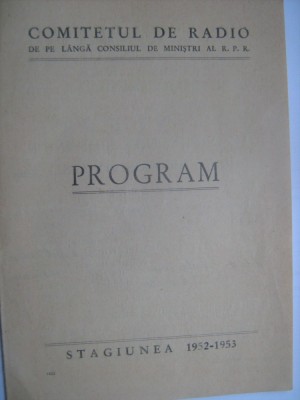 Program Filarmonica Romana de Stat - concert simfonic, dirijor Theodor Rogalski (26 februarie 1953) / si bilet foto