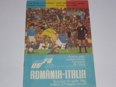 Program meci fotbal ROMANIA - ITALIA 16.04.1983 foto