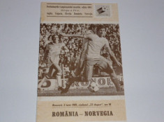 Program meci fotbal ROMANIA - NORVEGIA 03.06.1981 foto
