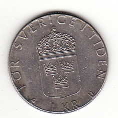 Suedia 1 coroana 1982, Carl XVI Gustaf - KM# 852a