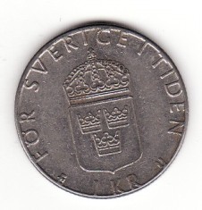 Suedia 1 coroana 1978, Carl XVI Gustaf - KM# 852