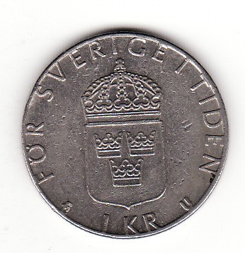 Suedia 1 coroana 1980, Carl XVI Gustaf - KM# 852 foto