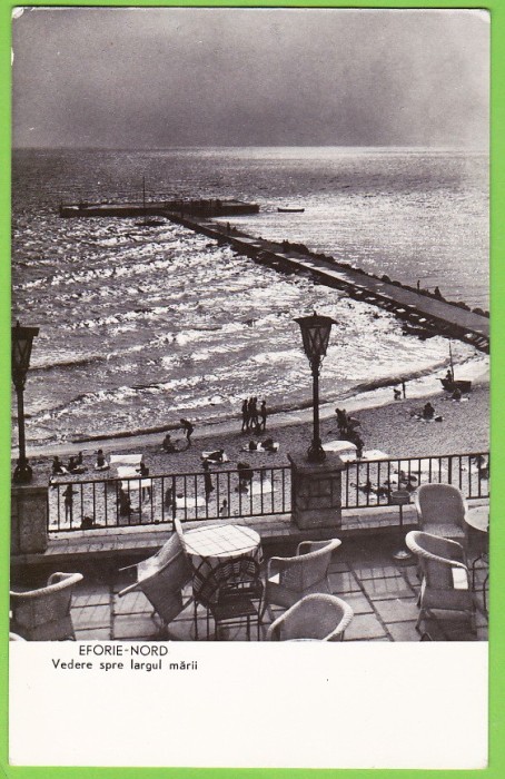 RPR Eforie Nord plaja,marea,digul,ilustrata circulata 1962,stampila si timbrul in perfecta stare pe verso RPR Eforie Nord plaja,marea,digul,ilustrata circulata 1962,stampila si timbrul in perfecta stare pe verso