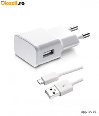 Incarcator Samsung Galaxy S1 S2 S3 + Cablu Micro USB White foto