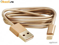 Cablu 8 Pin Lightning USB Apple iPhone 5 5C 5S 6 6 Plus iPad 4 iPad Mini iPod Touch 5 Gold foto