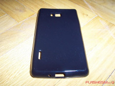 Husa silicon negru lucios pentru telefon LG Optimus L7 P700 foto