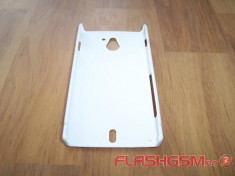 Husa tip capac spate alb (cu puncte) pentru telefon Sony Xperia Sola (MT27i) foto