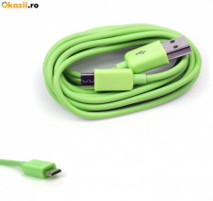 Cablu Samsung Galaxy S2 S3 S4 Note HTC micro USB Green foto