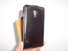 Husa flip neagra (interior bej) pentru telefon LG Optimus L7 II P710 foto