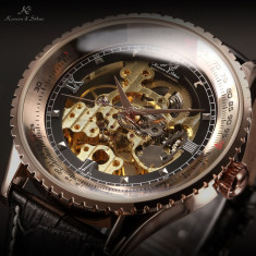 CEAS Ks Kronen and Sohne Original MECANIC AUTOMATIC SKELETON cadran 5cm Luxury LUX Elegant BARBATI ideal pt cadou mai multe poze in anunt cu garantie foto