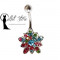 Body piercing / cercel pentru buric din otel Diamond Flower Colorful