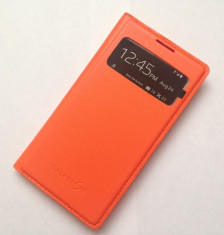 Husa piele Flip Cover S-view Samsung Galaxy S4 ( tip Note 3, S5 ) - Orange foto