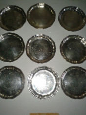 9 farfurioare de alpaca argintata pt mic dejun vechi la 1920-30 in stare f buna .reducere foto