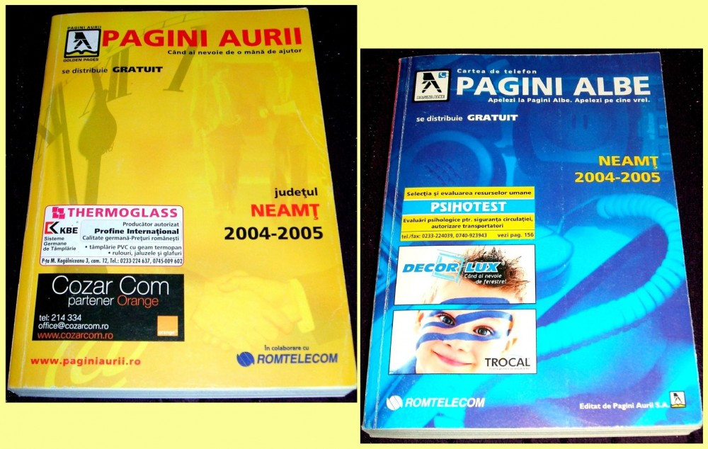 Ghidul Pagini Aurii / Pagini Albe 2004-2005, Lista oficiala a abonatilor  telefonici din judetul Neamt, carte de telefoane Romtelecom