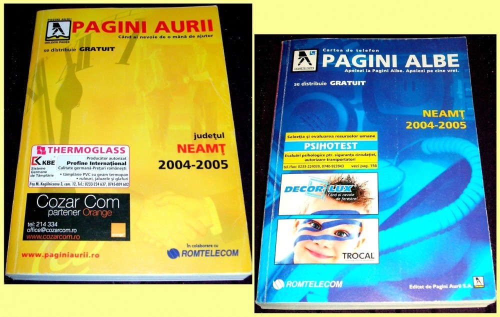 Ghidul Pagini Aurii / Pagini Albe 2004-2005, Lista oficiala a abonatilor  telefonici din judetul Neamt, carte de telefoane Romtelecom | arhiva  Okazii.ro