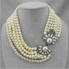 Colier elegant din perle albe foto