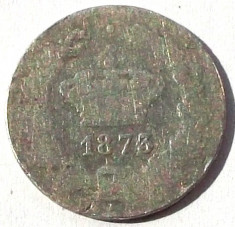 G5. ROMANIA 50 BANI 1873 ARGINT, 2.50 g., 0.835, 18 mm, Carol I ** foto