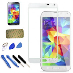 Sticla Display Fata Samsung Galaxy S5 i9600 G600 ALB + adeziv si kit scule