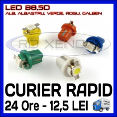 BEC AUTO LED LEDURI BORD B8.5D (B8.5 B8,5D B8,5) - 1 SMD 5050 - BORD, INTERIOR - CULOARE ALB, ALBASTRU, VERDE, ROSU, GALBEN foto