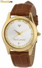 Ceas unisex Yves Camani Brown 12 cristale , placat cu aur foto