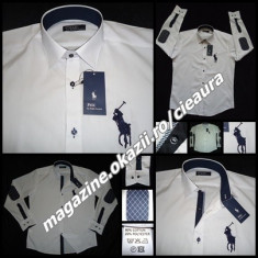 CAMASA 3XL ALBA BARBATEASCA FIRMA POLO by RALPH LAUREN REGULAR FIT COATE MATLASATE BLEUMARIN EMBLEMA SUPRADIMENSIONATA CAMASI BARBATI EDITIE LIMITATA foto