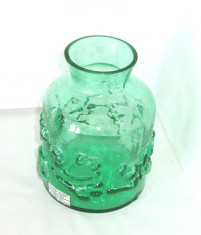 Vaza cristal verde smarald suflata manual - design Amie Stalkrantz Lindqvist, Mantorp Glasbruk, Suedia (3 + 1 GRATIS!) foto
